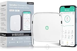 Sensibo Elements - Moniteur de qualité de l'air WiFi intelligent, hygromètre, détecteur, indicateur de pollution de l'air, moniteur, capteur de température