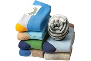 Yolhloy Chaussettes Chaudes Pour Enfants Garçons et Filles Mérinos Laine Chaussettes Épaisses Doublées de polaire Soquettes en Coton Hiver Thermiques 5 Paires