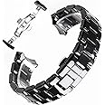 DCALU 18mm 22mm Black White Fit For Armani Ceramic Watch AR1400 AR1410 AR1403AR1402AR1401 Watch Strap Band Bracelet Belt Butterfly Button Watch Accessories