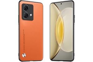 Longstong Custodia Adatta per Motorola Moto Edge 40 Neo (6.55"), Cover in pelle metallica serie CODE - Arancia