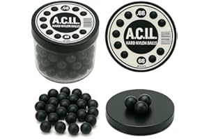 A.C.I.L. Hard Nylon Balls in .68 Caliber - Precision Solid Rounds for Home Defense Training, Marker Pistols, Durable y Reutilizable, High Impact Ammo for RAM Guns - 40 Pack -