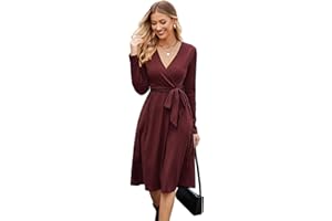 Newshows Jumper Dress for Women UK Long Sleeve V Neck Ladies Knitted Elegant Sweater Party Dress with Pockets