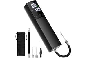 MOTORENBAU Elektrische Ballpumpe, tragbare automatische Ballpumpe für schnelles Aufpumpen von Bällen mit präzisem Manometer und digitalem LCD-Display für Basketball, Fußball, Volleyball (2 Nadeln und 1 Düse)