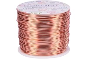 BENECREAT Calibre 12 17 18 Fil D'aluminium (Calibre 18, 492 FT) Anodise Bijoux Artisanat Faire perlers Floral Fil d'artisanat en Aluminium Colore - Cuivre