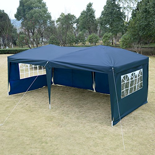 Gartenpavillon Partyzelt Bierzelt Pavillon Gartenzelt Hochzeit Festzelt Zelt 3 x 6 m Farbwahl (Blau) - 3