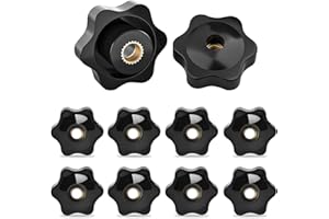 FYting M8 Star Knobs,10 PCS Female Knob Screws M8 clamping screw knob Threaded Female Star Knob Black Plastic Clamp Nut Clamping Screw Knob For Machinery Equipment Industrial Equipment - 38mm