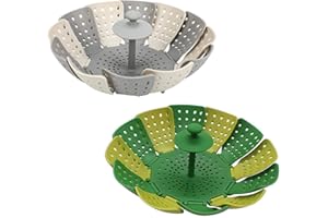 SUUWWN ND Steamer Basket Plastic Steaming Rack Foldable Steamer Insert with Extendable Handle Steamer Kitchen Tool Potato Steamer Vegetable Steamer for Veggie Fish Seafood Cooking 2 Pieces