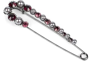 styleBREAKER Spilla da donna XXL con perline e strass incastonati per poncho, sciarpe, spilla da balia 05050109