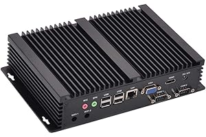 HUNSN Fanless Industrial PC, Mini Computer, Intel Celeron 2955U 2957U, Windows 11 or Linux Ubuntu, IM03, AC WiFi, BT4.0, VGA, HDMI, LAN, 2 x COM RS232, 6 x USB2.0, 8G RAM, 128G SSD