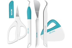 NICAPA Vinyl Weeding Tools, Permanent Adhesive Vinyl/Paper/Cardstock Weeder Hook Set, Stainless Steel Plotter Accessories for Silhouette/Siser/Oracal 631 651 751 Blue