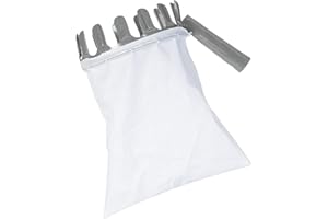 Xclou Cueilleur de Fruits en Acier avec Sac en Lin pour Récolte en Hauteur, Idéale pour les Pommes et les Poires, env. 15 x 26 x 15 cm, Blanc/Argenté