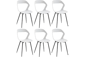JZGORC Set di 6 Sedie da Pranzo Moderno, Sedie da Cucina, con Gambe in Metallo Sedia e Grande Design Dello Schienale Cavo, Adatto Per Soggiorno e Sala da Pranzo - Bianco + Nero