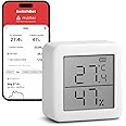 SwitchBot Smart Room Thermometer Hygrometer Sensor Indoor, Bluetooth Digital Temperature Monitor with Free Data Storage, Dewpoint/VPD/Absolute Humidity Meter, LCD Screen Wireless Thermometer for Home
