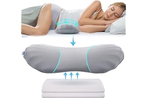 RESTCLOUD Verstellbares Lendenwirbelstützkissen zum Schlafen aus Memory-Schaum, Rückenstützkissen zur Schmerzlinderung im unteren Rücken, Rückenkissen zum Schlafen