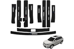 Eamily Auto-Karbonfaser-Einstiegsleisten-Schutz für Suzuki Vitara, Willkommenspedal, Scheuerschutz, rutschfest, Auto-Styling, Dekoration (Schwellenleiste + hintere Schutzplatte)