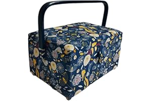 JYC CREATIVE Mittlerer Nähkasten, Stoffbezogener Nähkasten mit Fächern, Nähkästchen, Geschenk für Mütter, Freunde, Schwestern, (P6, Mittlerer)