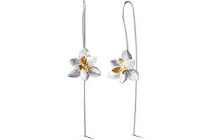 Lotus Fun Srebro wysokiej próby 925 damskie kolczyki eleganckie orchidea kolczyki krople biżuteria, ręcznie robiona wyjątkowa biżuteria dla kobiet i dziewcząt