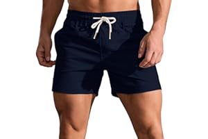 HOTIAN - Pantaloncini corti estivi da uomo, in cotone, con tasche, per il tempo libero