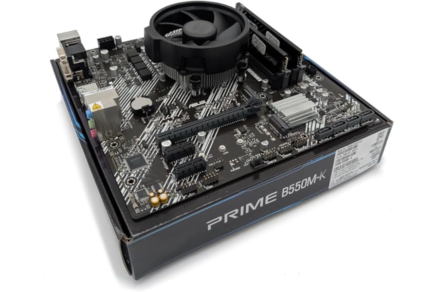 Ryzen 7 5700G 3.8Ghz (Turbo 4.6Ghz) 8 Core 16 Thread CPU with Radeon Vega Graphics, Prime B550M-K Motherboard & 32GB 3600Mhz DDR4 RAM Pre-Built Bundle
