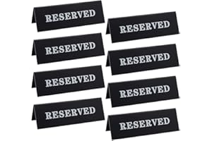 DHKFXKT Table Top Reserved Sign, 8 Pcs Black Acrylic Reserved Table Tent Sign, Guest Reservation Table Seat Sign, for Wedding Seating Reservation Restaurant Business Office Meeting Party, 150x50mm