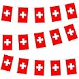 Switzerland Bunting Flag Hanging Flag for World Cup 2022 10m/32ft Rectangle Fabric Switzerland Flag Banner, Outdoor Indoor Bar Bunting for World Cup Qatar 2022 Decorations Party Supplies