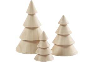 Creativ 100263 julgranar i trä, H: 5+7,5+10 cm, D: 3,5+5,4+6,7 cm, kejsarträ, 3 st
