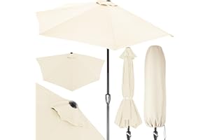 Kingsleeve® Sonnenschirm Halbrund 2,7m Abdeckung UV-Schutz 80+ Balkon Terrasse Halbschirm Terrassenschirm Balkonschirm Halbrundschirm Beige Creme