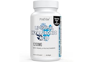 P!NKTRIBE Liposomal Hyaluronic Acid Supplement - 1200mg Per Serving, High-Potency Hyaluronic Acid Capsules, Skin & Joints, 60 Softgels (Pack of 1)