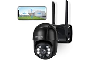 Reobiux Camara Vigilancia WiFi Exterior, Cámara de Seguridad 1080P IP con Visión Nocturna Color 30M, Detección Humana, Audio Bidireccional, Seguimiento Automático PTZ, Notificación de Alarma