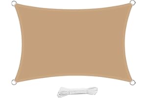 swift Vela Ombreggiante Impermeabile Rettangolare 3x4 m Protezione Anti Raggi UV Tenda a Vela 4x3 m, Telo Tenda da Sole a Vela per Esterno, Giardino & Gazebo, Sabbia