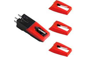 NQEUEPN Universal Record Player Needle, Record Player Cartridge with 3pcs Diamond Stylus Replacement Turntable Cartridge Needle Stylus for Vinyl Record Player, LP Phonograph, Victrola, ION, Crosley