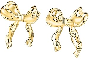 SIXDUTON Pendientes Mujer Oro 14K Chapado, Bow Earrings, Pendientes de Arco para Mujeres, Hipoalergénicos Regalos Joyas Joyeria Fiesta de San Valentín