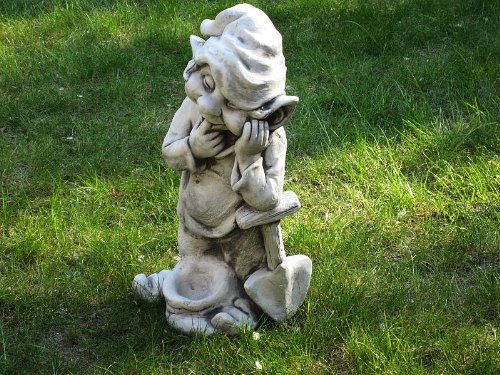 Zwerg Gnom Vogeltr„nke Wichtel 08 FRENKI 45 cm ca.13 kg Frostfest Stein Nr.179