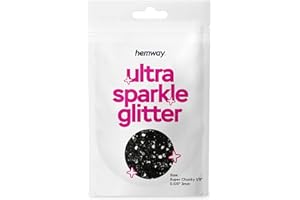 ‎HEMWAY Hemway Ultra-Schein-Glitter - Super Chunky 1/8" 0,125" 3 mm - Schwarz - Cosmetic Sicher, Epoxidharz, Kunsthandwerk, Hochzeiten, Dekorationen, Kunst, Schönheit, Dekoration Scrapbooking - 10g Probe