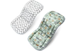 OVELIN Universal Pushchair Pram Liner Cotton Baby Pushchair Seat Liners Double-Sided Use Baby Stroller Cushion Pad for Toddler Infant 78x34cm (Grey Forest Animals)