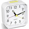 Silent Alarm Clocks with Large Display - Bedside Non-Ticking Table Clocks, Battery Powered, Snooze, Light, for Heavy Sleepers & Kids' Bedrooms, Home, Office & Travel - Easy to Read & Operate