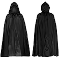 Cloak, 140CM Black Cloak Ghostface Costume Black Cape Wizard Costume Adult Voldemort Costume Grim Reaper Vampire Witch Carnival Halloween Adult Wizard Costume, Suitable for Adults and Teenagers