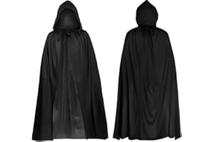 SKJAXF Cloak, 140CM Black Cloak Ghostface Costume Black Cape Wizard Costume Adult Voldemort Cos Grim Reaper Vampire Witch Carnival Halloween Adult Wizard Cos, Suitable for Adults and Teenagers