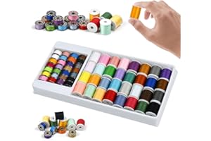 Huucozn 60 PCS Hilos de Coser para Maquina de Colores, Hilo de Costura Poliéster 20-25Yard/Cada, Hilos de Colores paraCoser con 28 Bobinas y Estuche de Almacenamiento para Máquinas deCoser y Acolchar