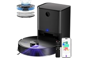 MONSGA MS1MAX Robot Vacuum Cleaner with Mop, 5000Pa Strong Suction, Lidar Navigation Robotic Vacuum with 3.5L Self-Empty Station, 180mins Runtime, APP/Remote/Voice Control, for Hard Floors and Carpets