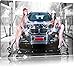 Produktbild BMW X5 mit Girls, Bild auf Leinwand, XXL riesige Bilder fertig gerahmt mit Keilrahmen, Kunstdruck auf Wandbild mit Rahmen, günstiger als Gemälde oder Ölbild, kein Poster oder Plakat, Format:120x80 cm
