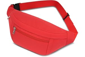 QINLOV Bauchtasche Gürteltasche für Herren Damen, Wasserdicht Stylisch Nylon Unisex Bum Waist Fanny Pack Hüfttasche für Outdoor Sport Reise Wandern Hundetraining (Rot)