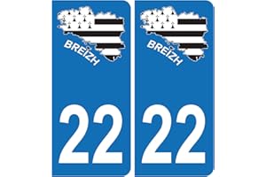 HADEXIA Autocollant Plaque d'immatriculation Voiture 22 Carte Bretagne