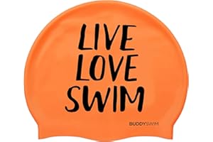 BUDDYSWIM Bonnet de Bain en Silicone pour Piscine ou Eau Libre pour Homme ou Femme. Convient aux Cheveux Longs. Résistant et Hydrodynamique, Couleur Vive pour Une Bonne Visibilité
