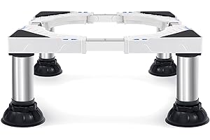 Humagineer Waschmaschinen Untergestell mit 4 Edelstahlfüßen Max Belastung 300KG, Höhenverstellbar Von 17.7-21.3cm Waschmaschinensockel, Untergestell für Waschmaschine, Haushaltsgeräte, Weiß