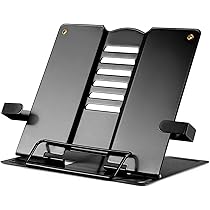 Metal Book Stand - Adjustable Book Holder For Reading (Full Black