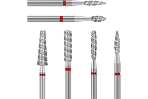 ANRUI Nagelfräser Aufsätze, 6 Stk Diamant Hartmetal Nagelfräser Bits mit Diamant-Spiralnuten, 3/32 Zoll Fräser Aufsätze für Nagelvorbereitung, Entfernung der Nagelhaut und Abgestorbener Haut, Fein