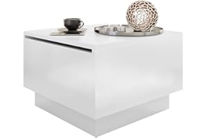‎MIRJAN24 Mirjan24 Morezi Living Room Table, Coffee Table with Storage Space, Sofa Table, Top Opening, Coffee Table, Tea Table (High Gloss White, 60 x 60 cm)