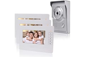 Kadongli KDL Video Intercom Système d'interphone vidéo Intelligent Téléphone de Porte vidéo Sonnette 7 Pouces, Caméra IR extérieure étanche avec Moniteur pour la Maison (3 Moniteur)
