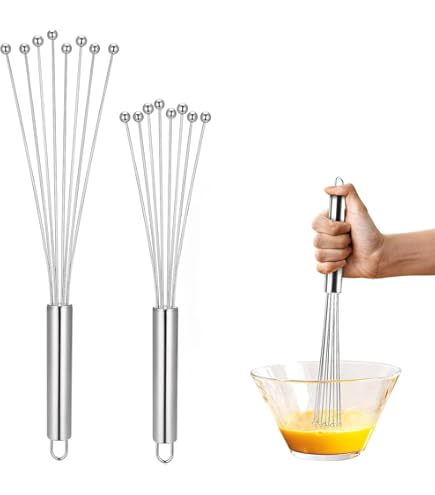 BARRU Edelstahl Schneebesen 10 Zoll - 10 Drähte Mit Kugeln, Mattierter Griff